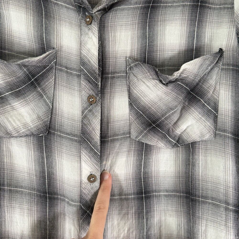 Democracy Blouse Women's Small Black White Plaid Button Up Long Sleeve Collared - Picture 8 of 12